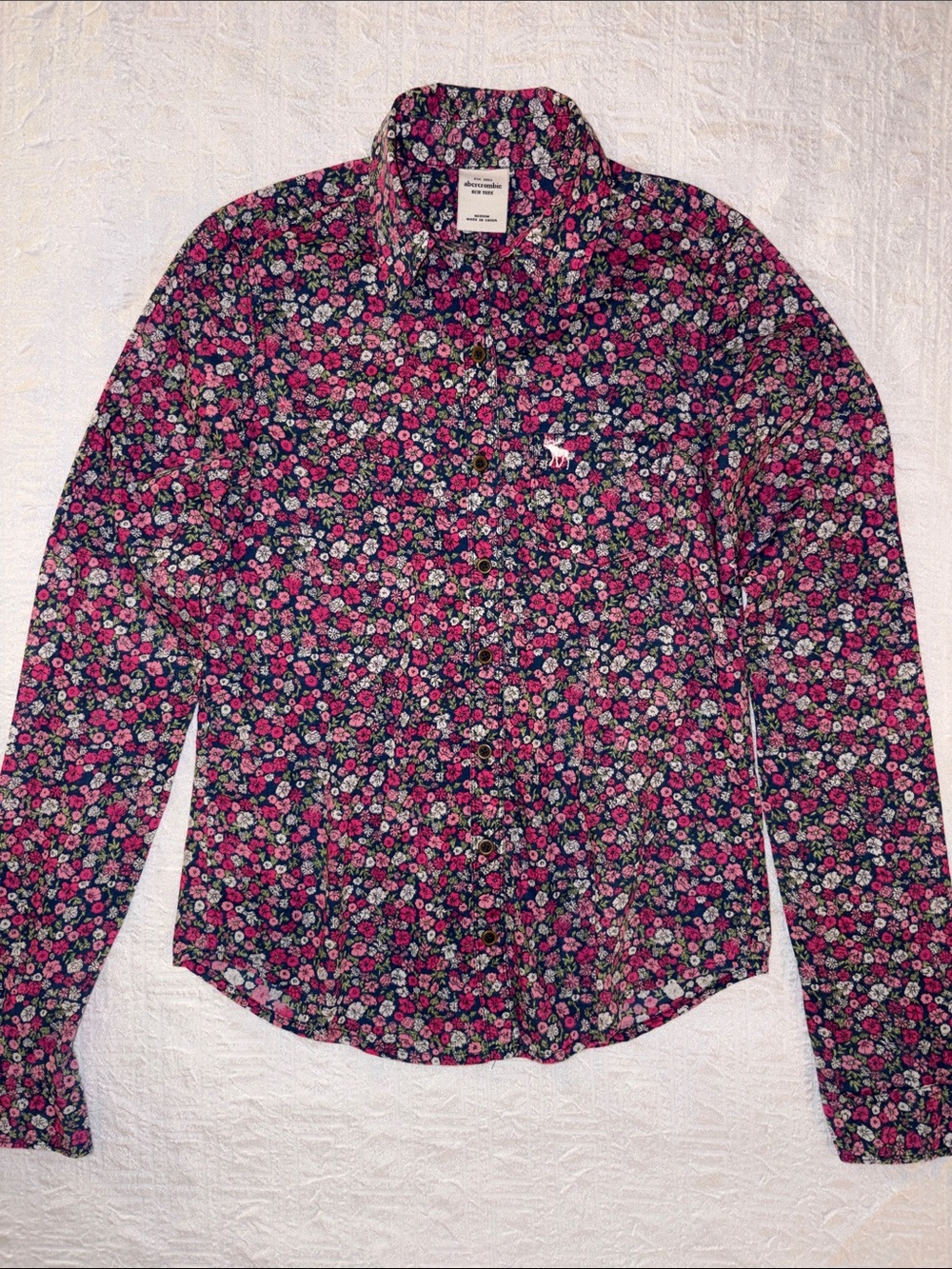 Y2K Abercrombie kids Ditsy Floral Lightweight Cotton Button Down Shirt Blouse